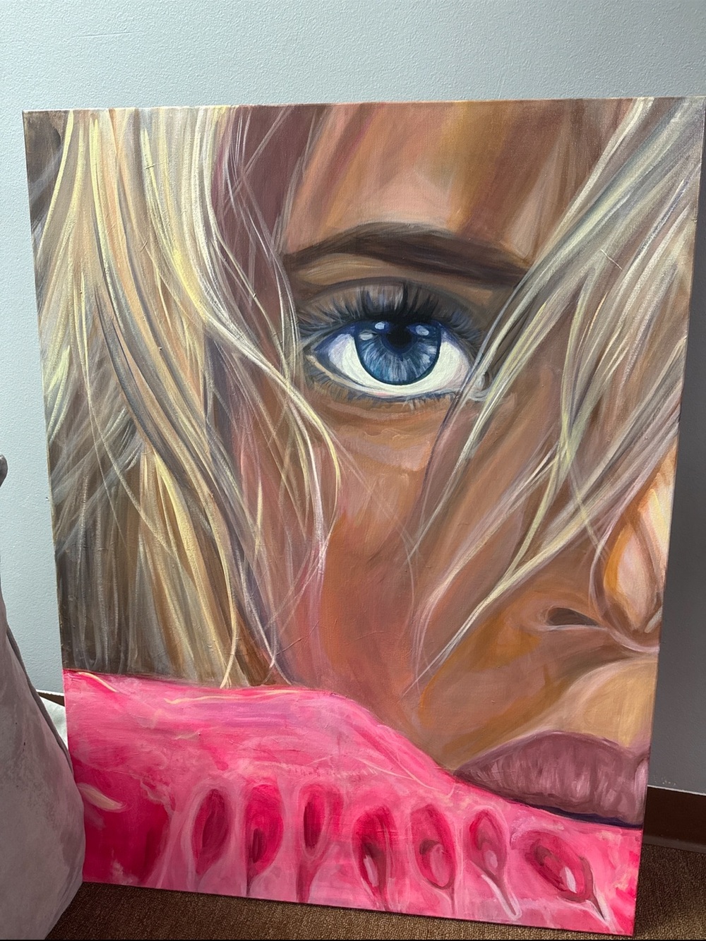 Contemporary Portrait Canvas original- Justine Bassani “Girl eating Watermelon”